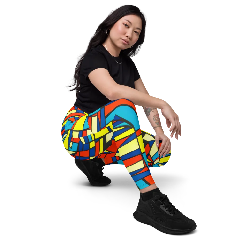 Neon Fractals on Leggings with Pockets — Right Front