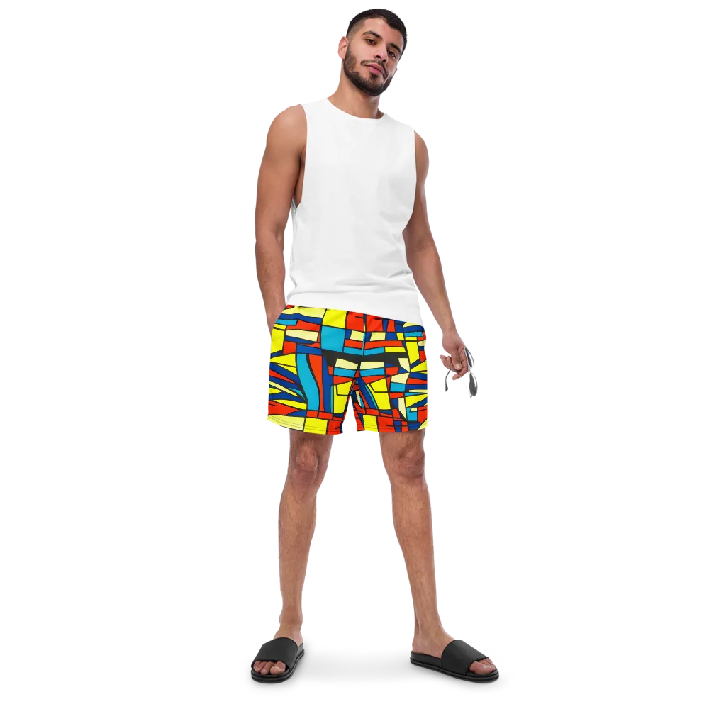Neon Fractals on Swim Trunks — Front