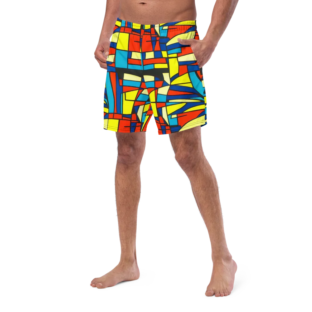 Neon Fractals on Swim Trunks — Left Front