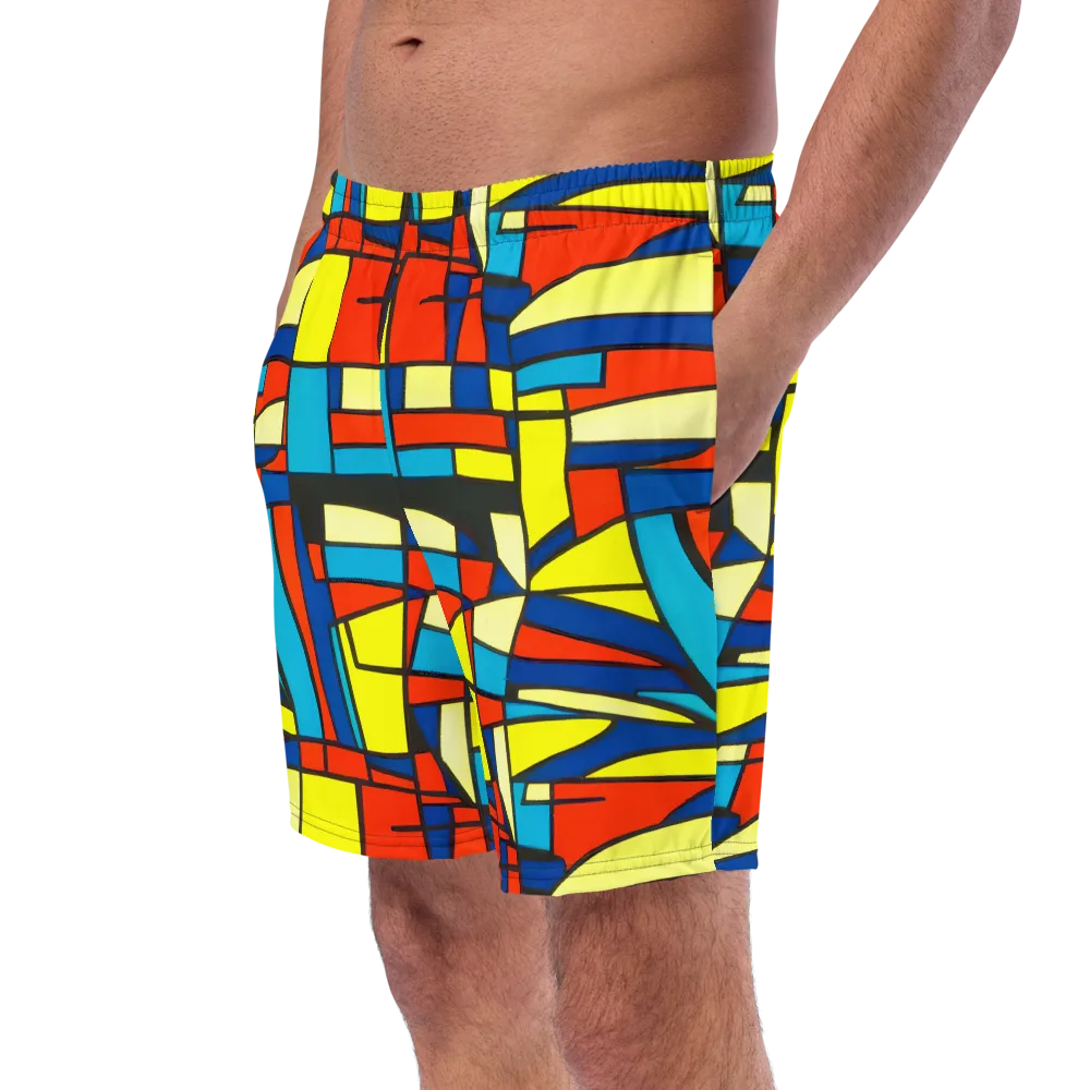 Neon Fractals on Swim Trunks — Left Front