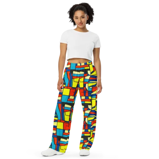 Neon Fractals on a Wide-Leg Pants