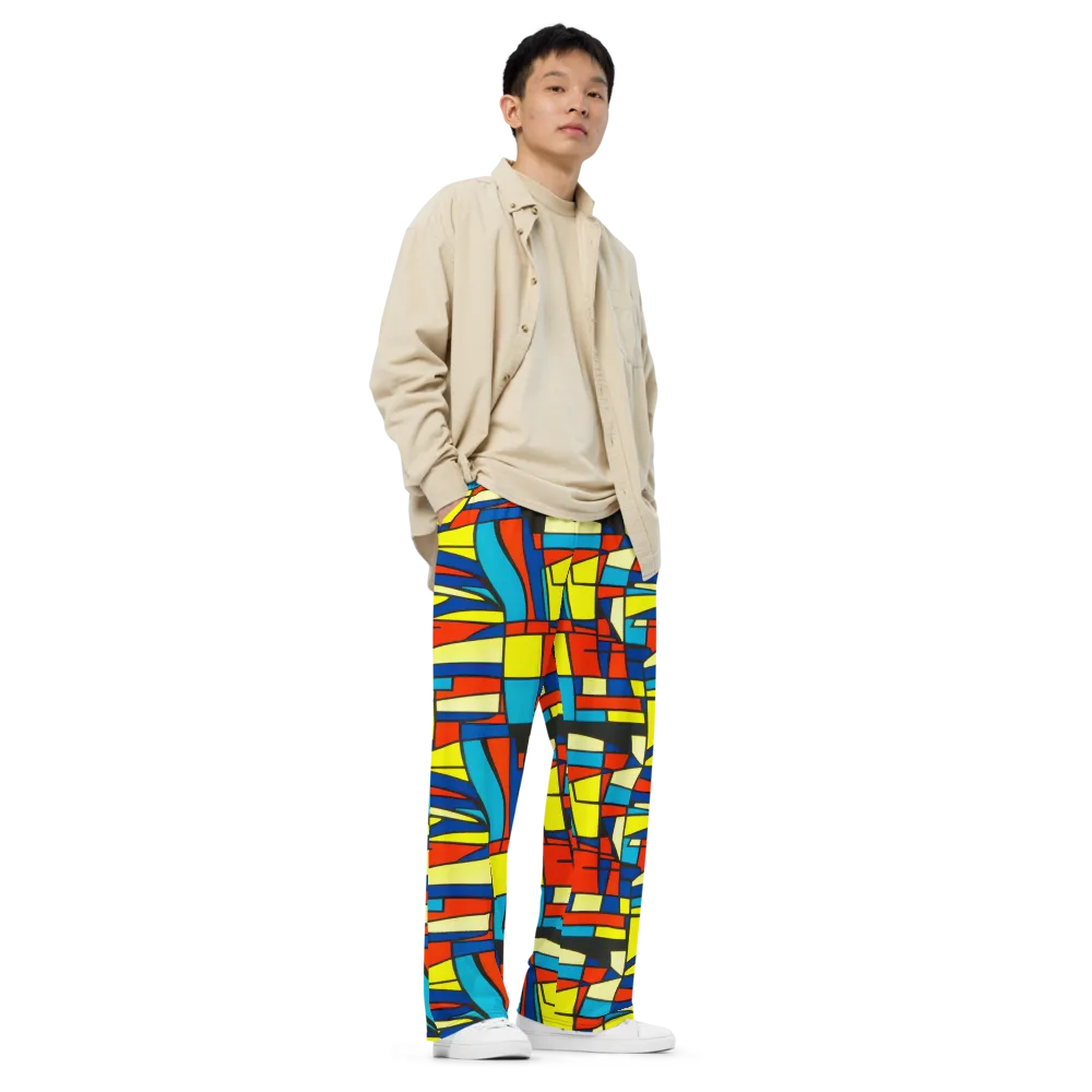 Neon Fractals on Wide-Leg Pants — Right Front