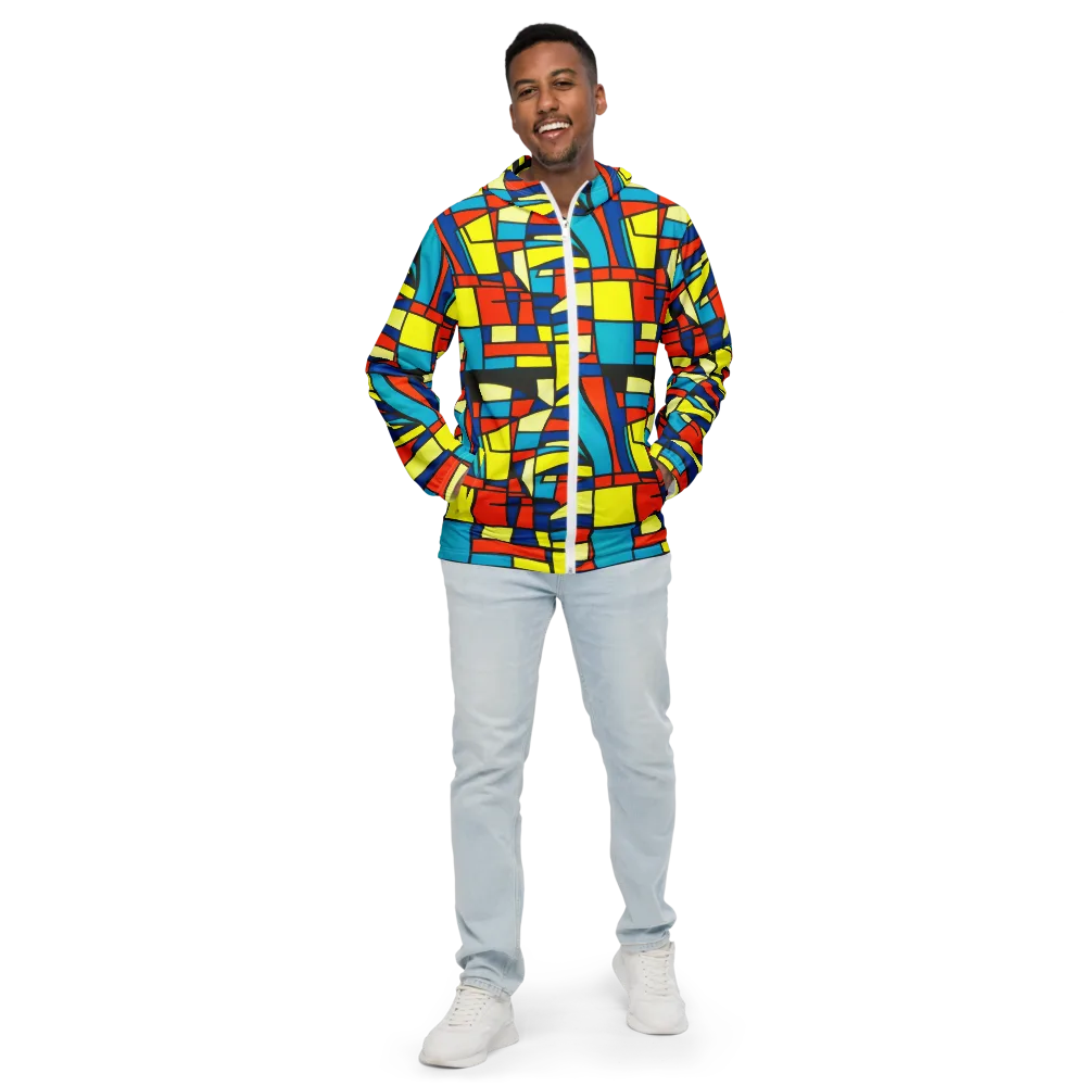 Neon Fractals on Men's Windbreaker — Front