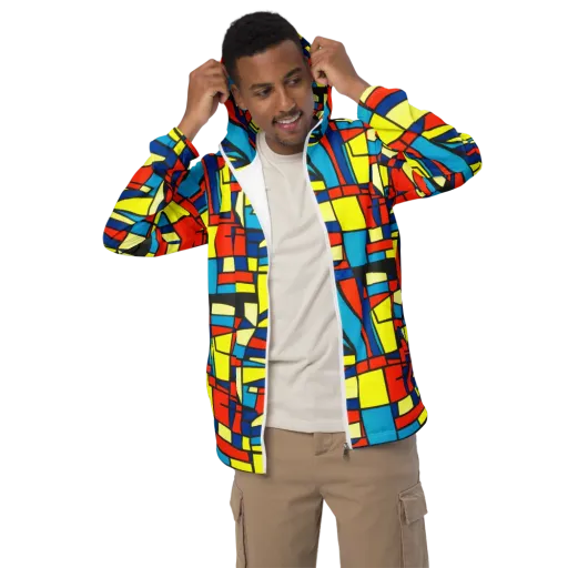 Neon Fractals on a Men's Windbreaker