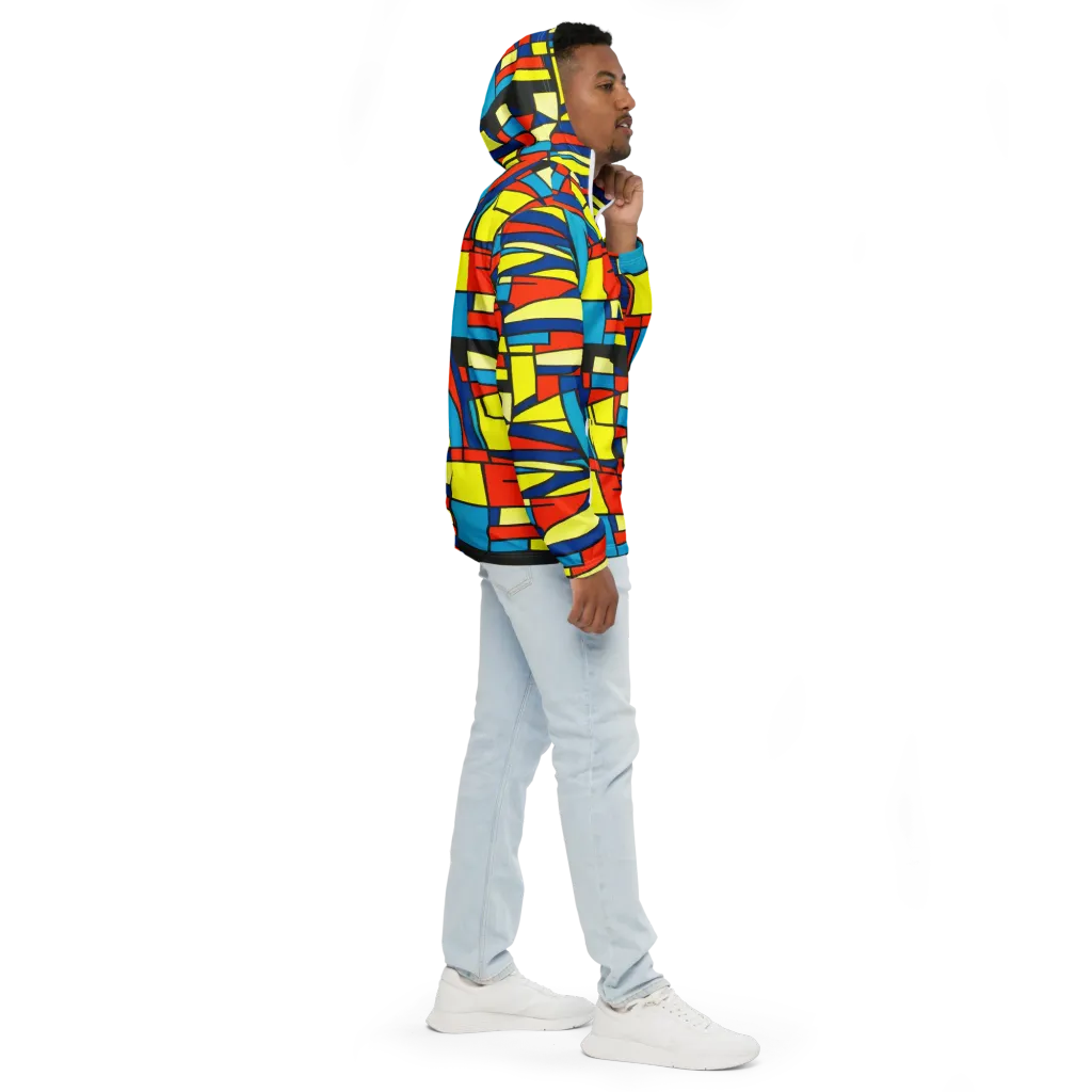 Neon Fractals on Men's Windbreaker — Right