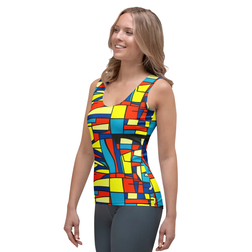 Neon Fractals on Women's Tank Top — Left Front