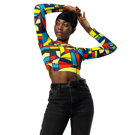 Neon Fractals on a Long Sleeve Crop Top