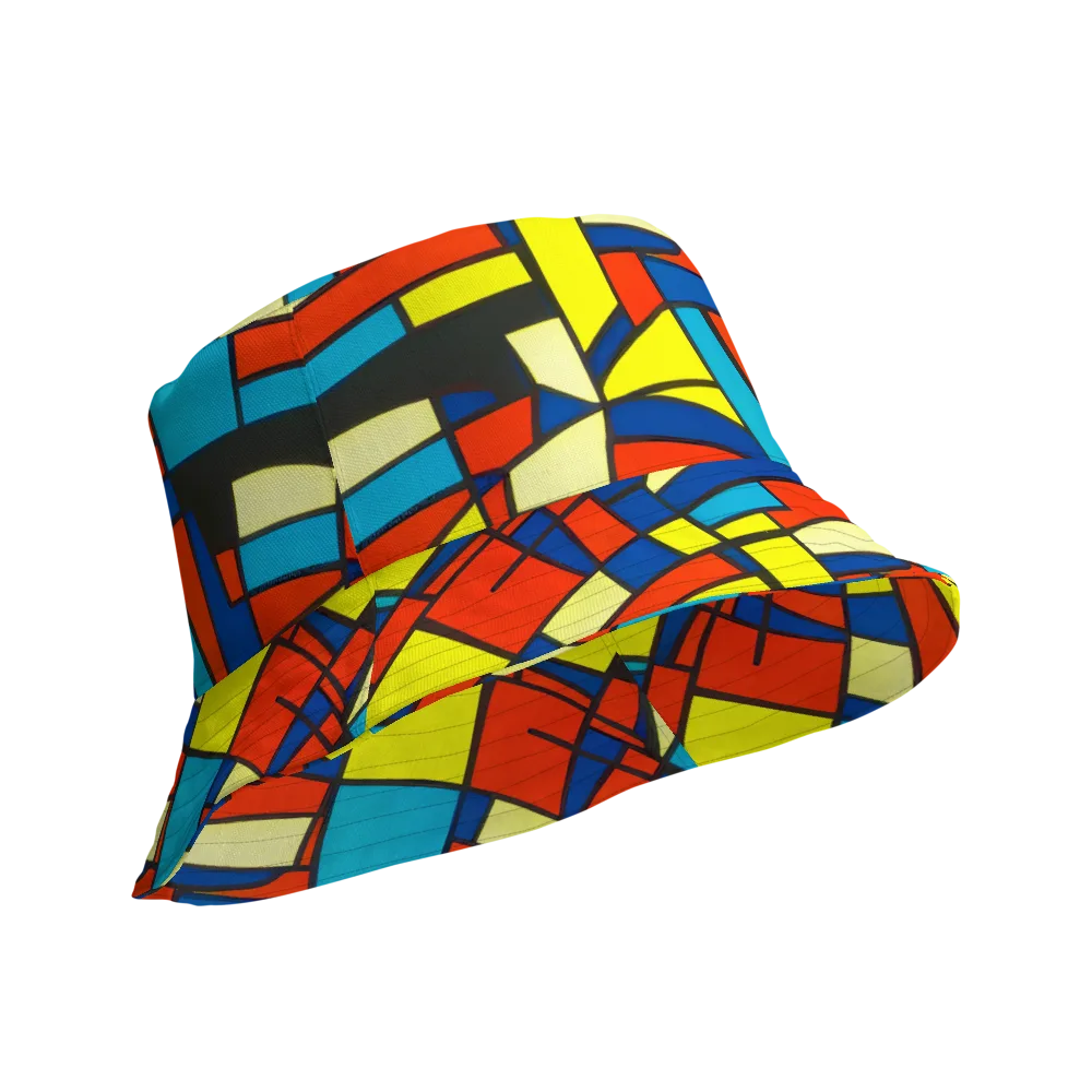 Neon Fractals on Reversible Bucket Hat — Product details Outside