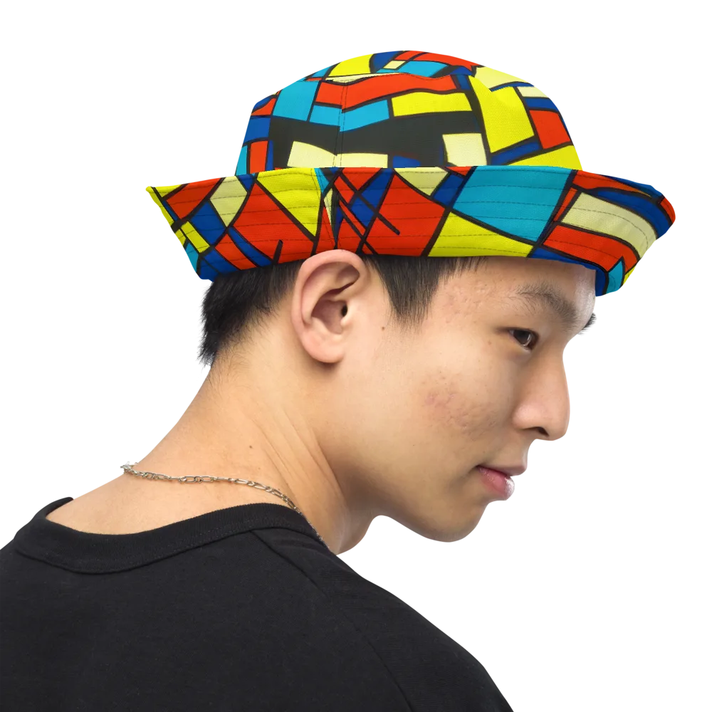 Neon Fractals on Reversible Bucket Hat — Right Outside