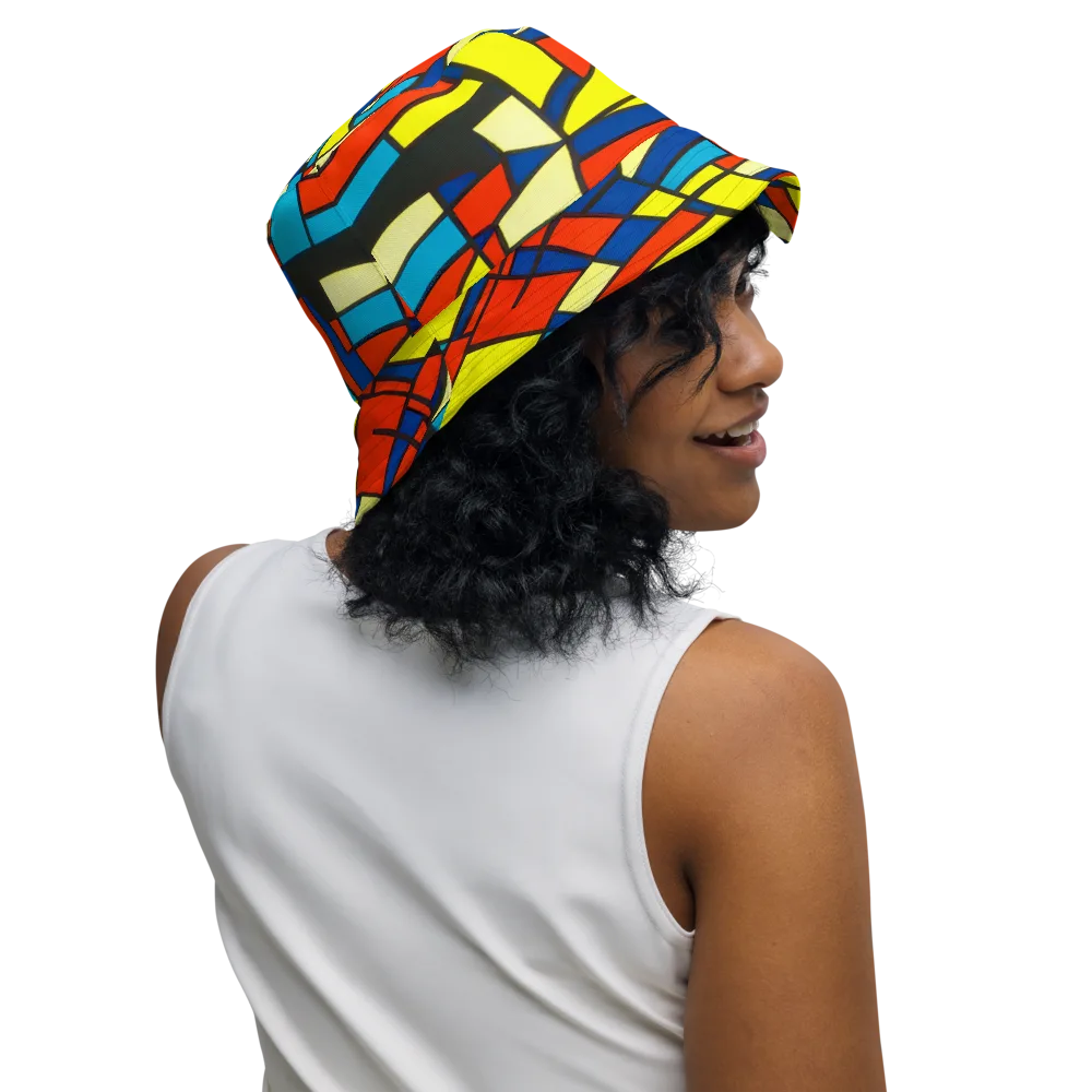 Neon Fractals on Reversible Bucket Hat — Right Outside