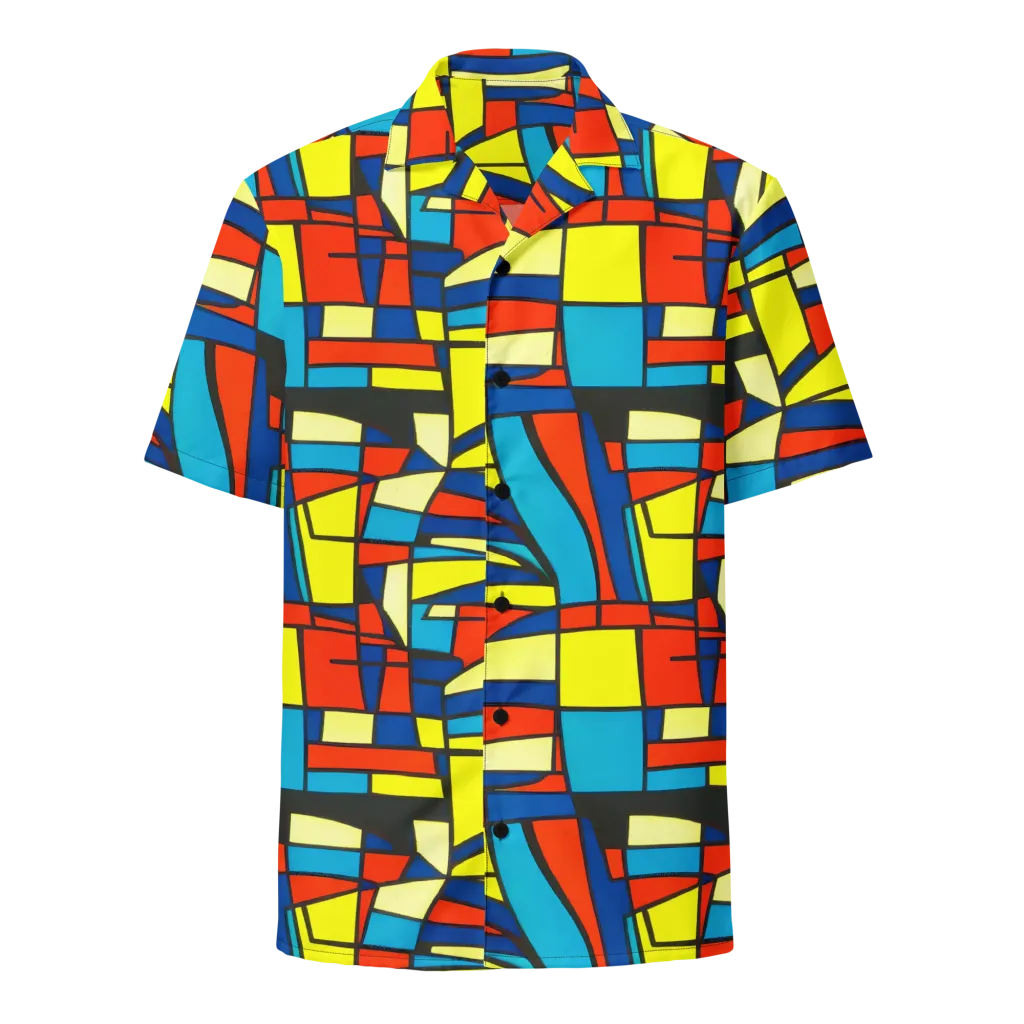 Neon Fractals on Button Shirt — Front