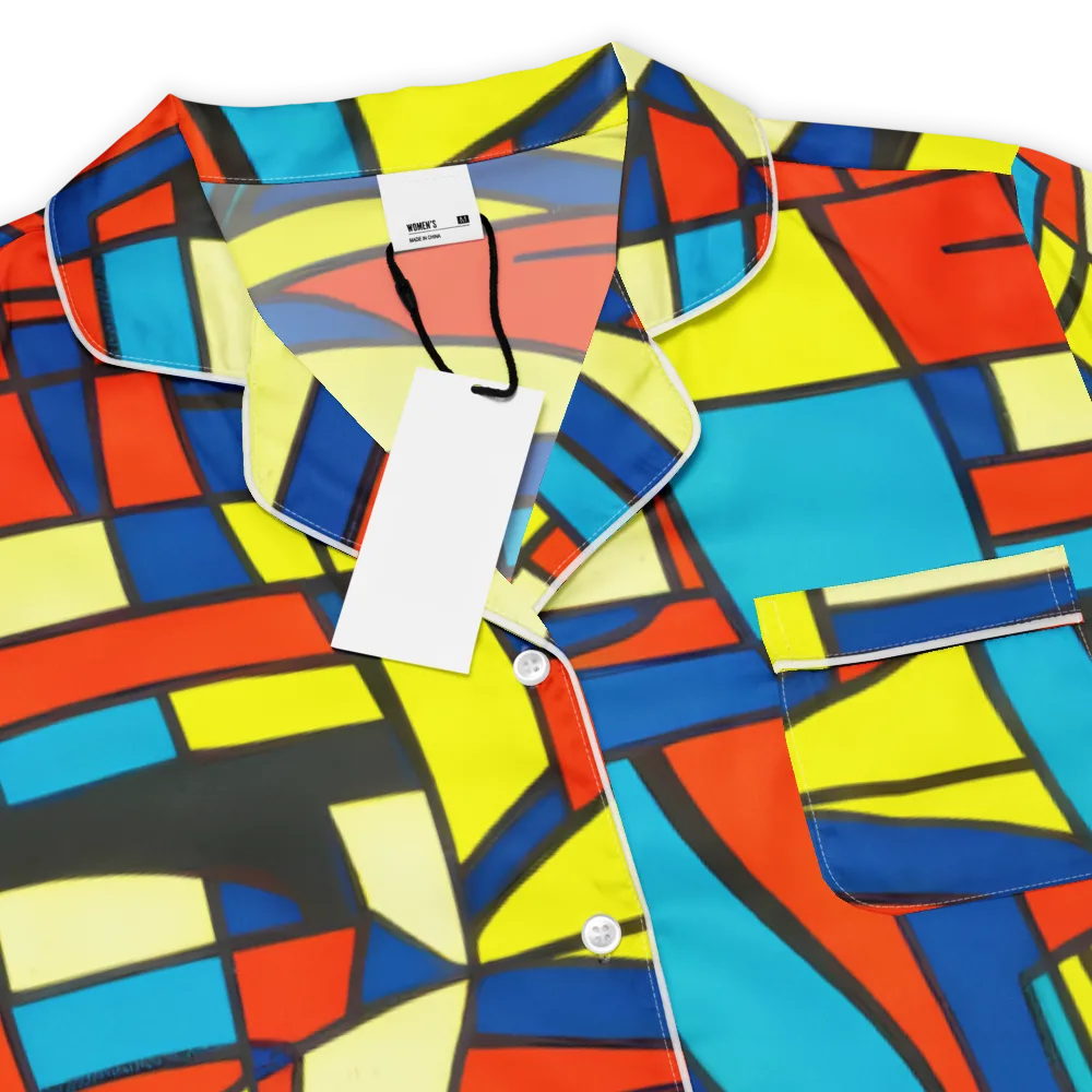 Neon Fractals on Women's Short Sleeve Pajama Top — Product details