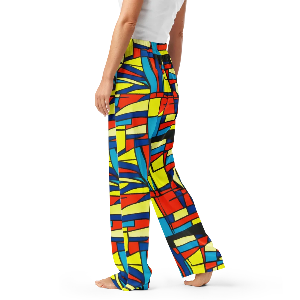 Neon Fractals on Women's Pajama Pants — Left