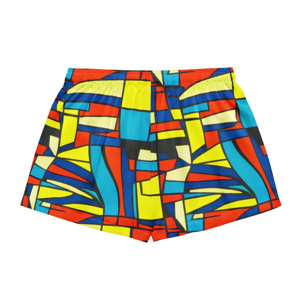 Neon Fractals on Women's Pajama Shorts — Back