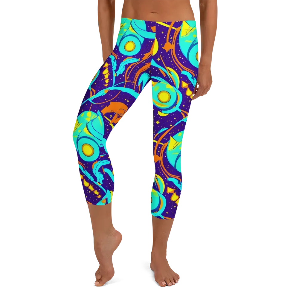 Stellar Swirl on Capri Leggings — Front