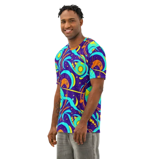Stellar Swirl on a Men's Cotton Crew Neck T-Shirt