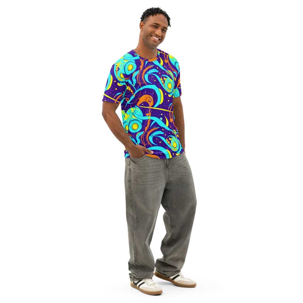 Stellar Swirl on Men's Cotton Crew Neck T-Shirt — Right Front