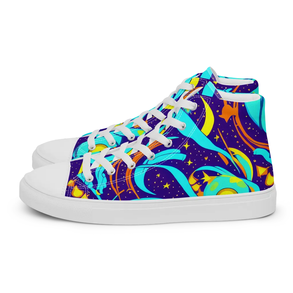 Stellar Swirl on Men's High Top Canvas Shoes — Left