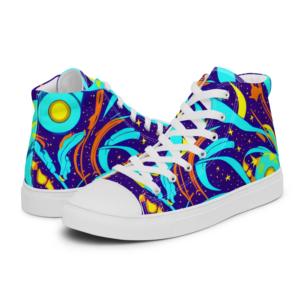 Stellar Swirl on Men's High Top Canvas Shoes — Left