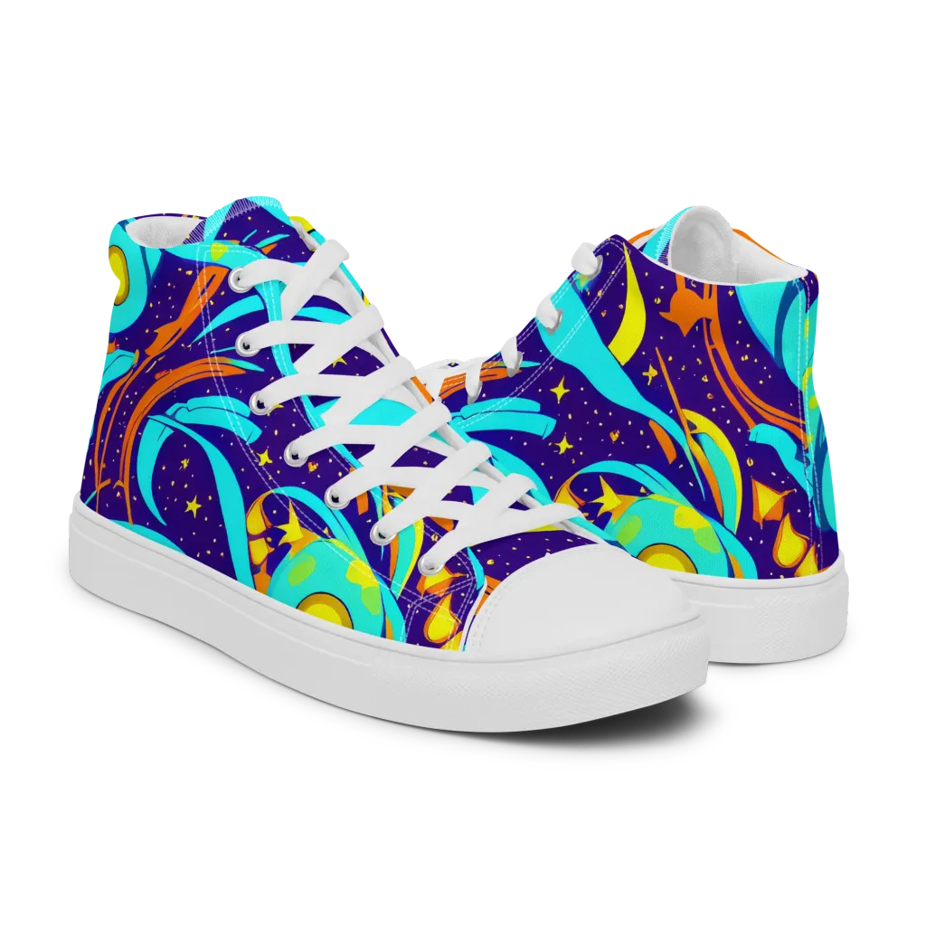 Stellar Swirl on Men's High Top Canvas Shoes — Right