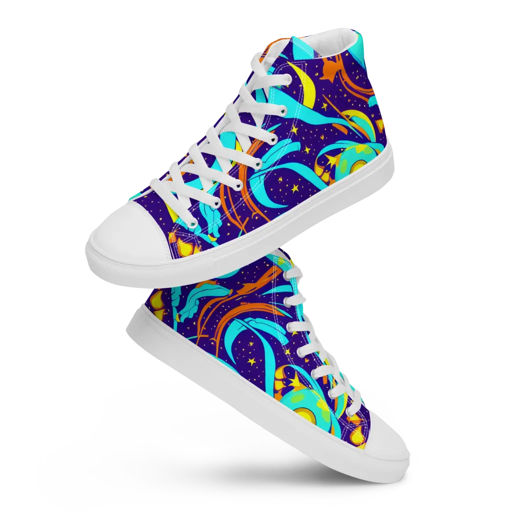 Stellar Swirl on Men's High Top Canvas Shoes — Front