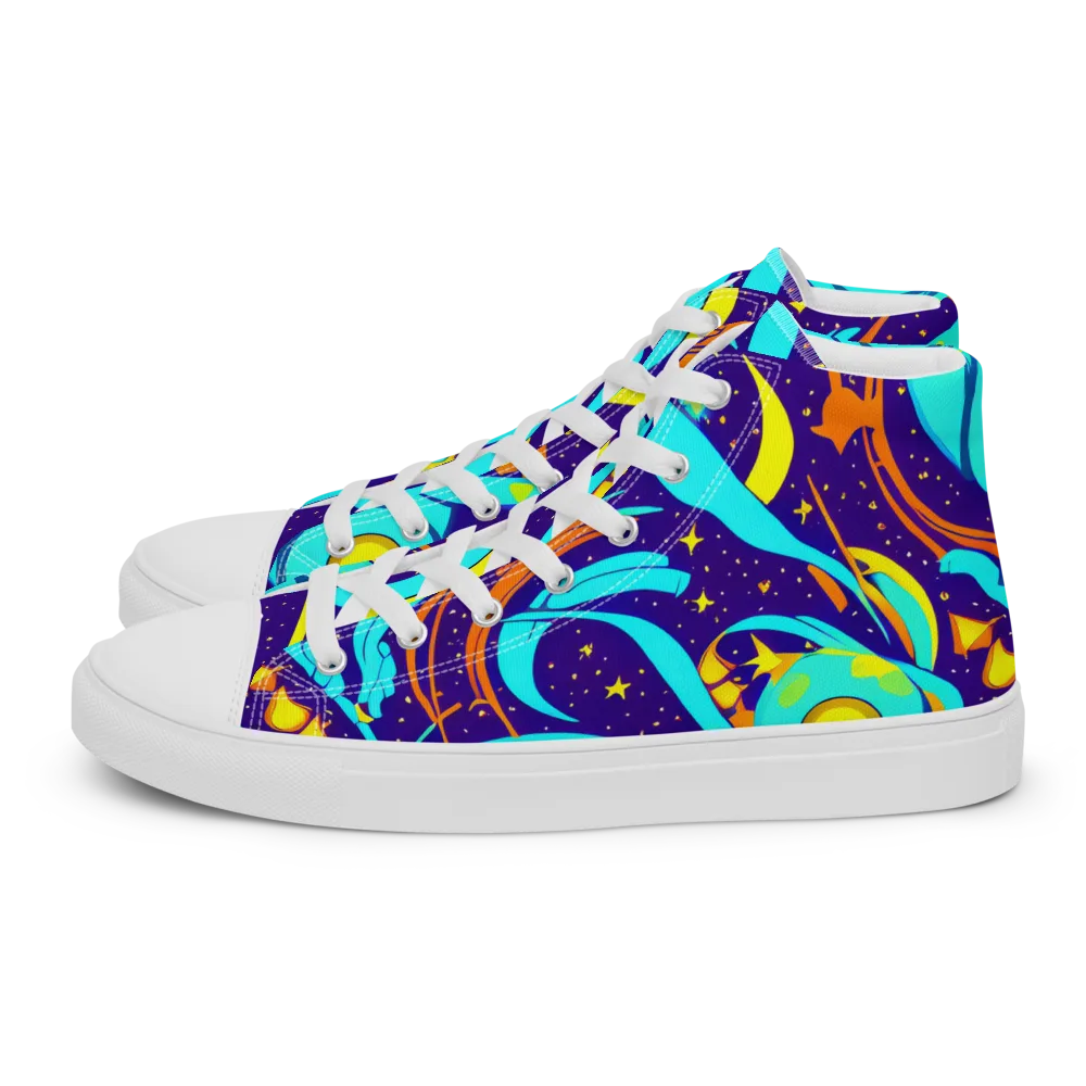 Stellar Swirl on Women's High Top Canvas Shoes — Left