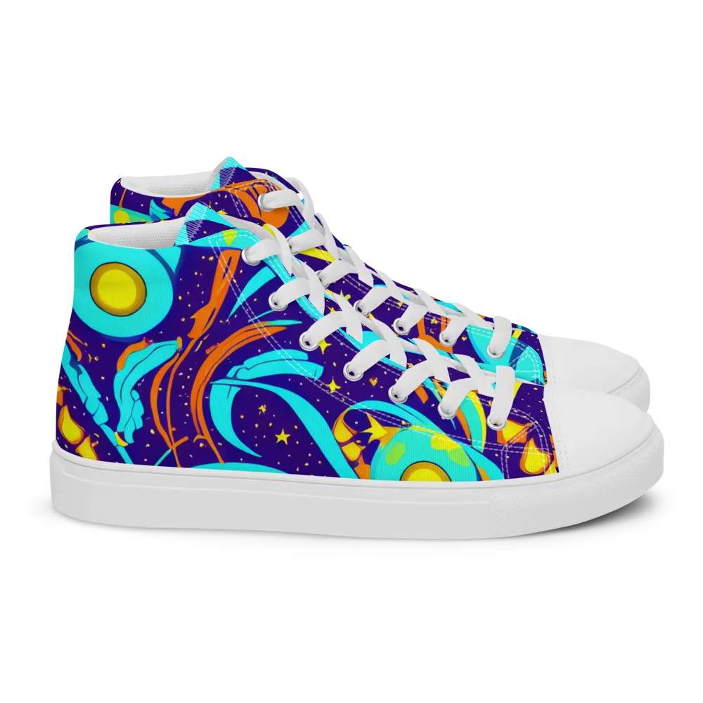 Stellar Swirl on Women's High Top Canvas Shoes — Right