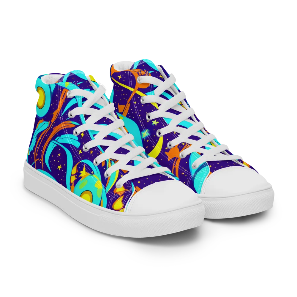 Stellar Swirl on Women's High Top Canvas Shoes — Right Front
