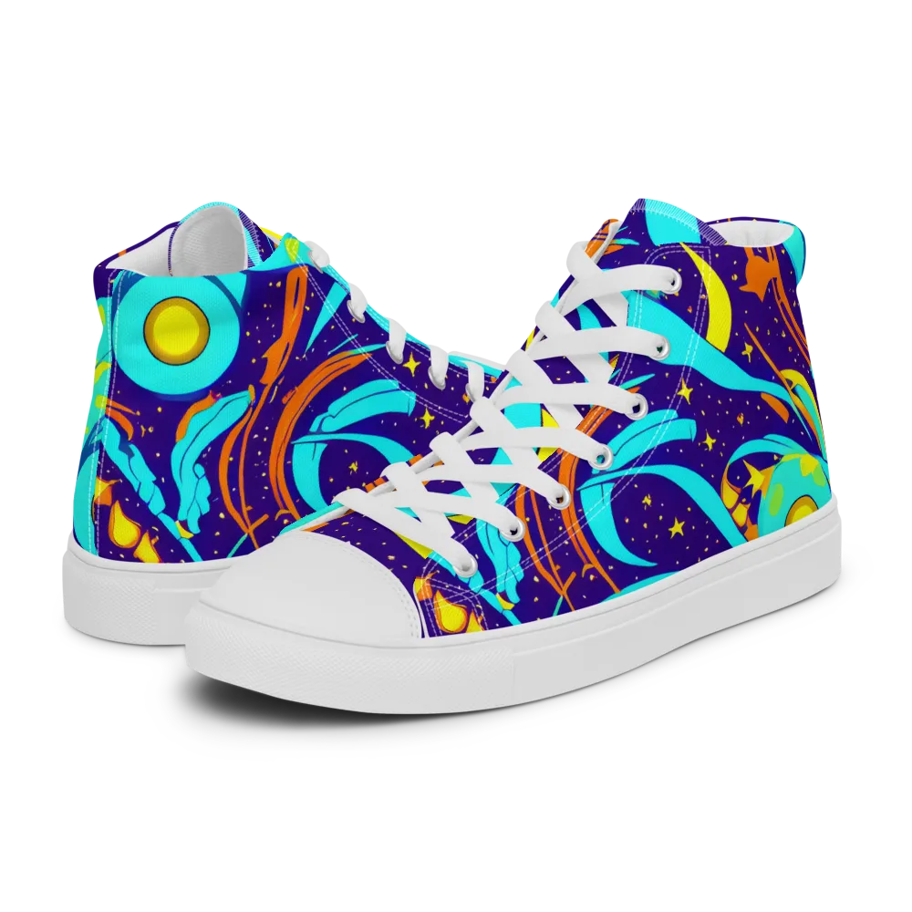 Stellar Swirl on Women's High Top Canvas Shoes — Left