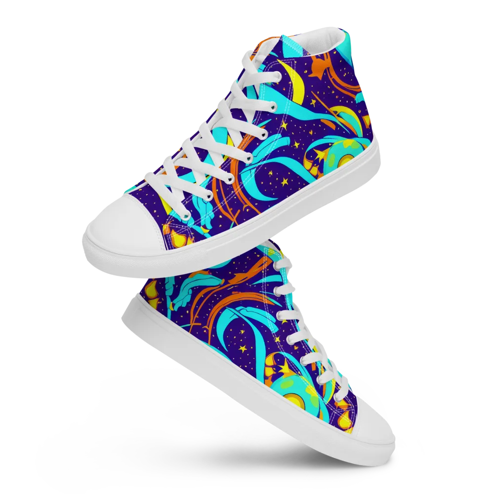 Stellar Swirl on Women's High Top Canvas Shoes — Front