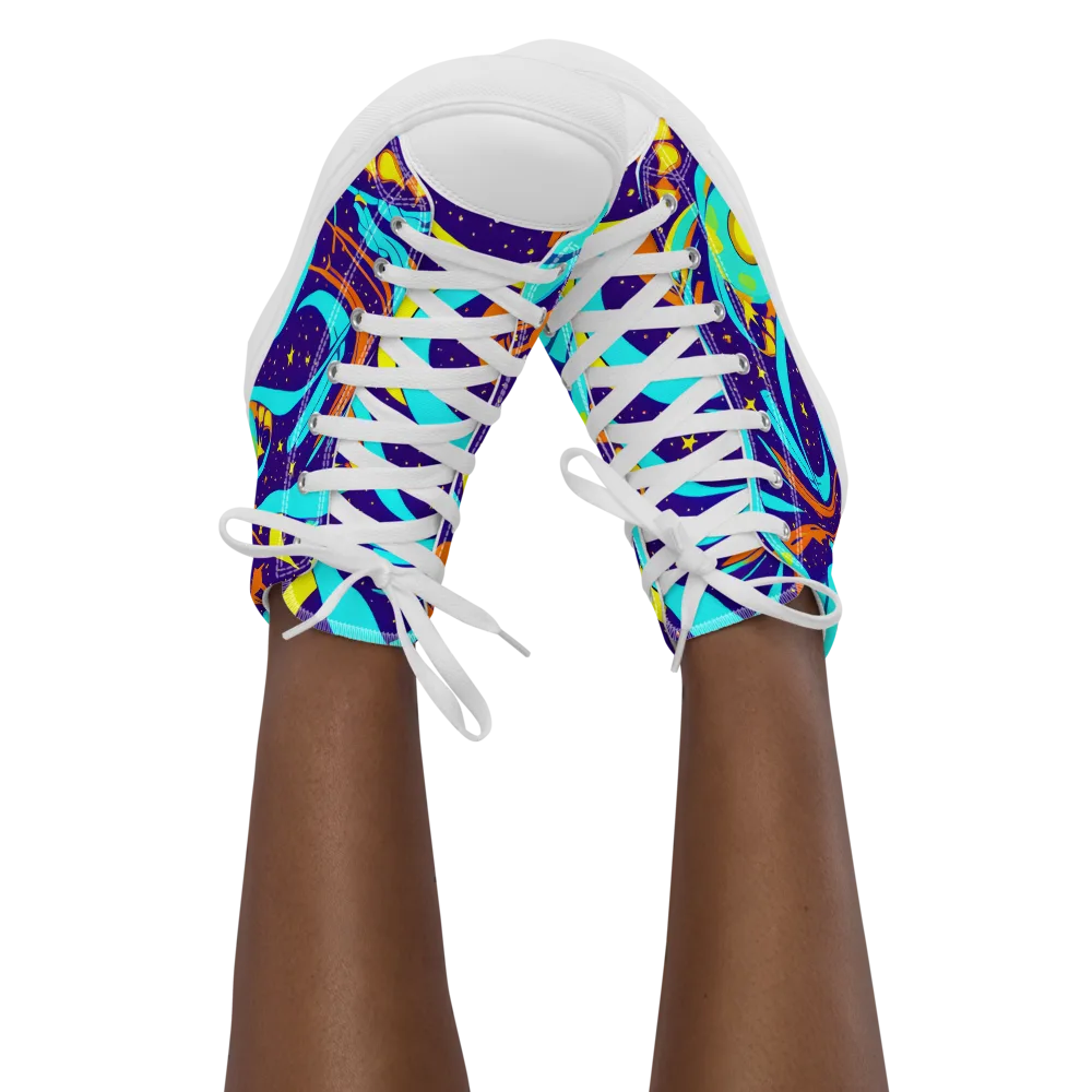 Stellar Swirl on Women's High Top Canvas Shoes — Front