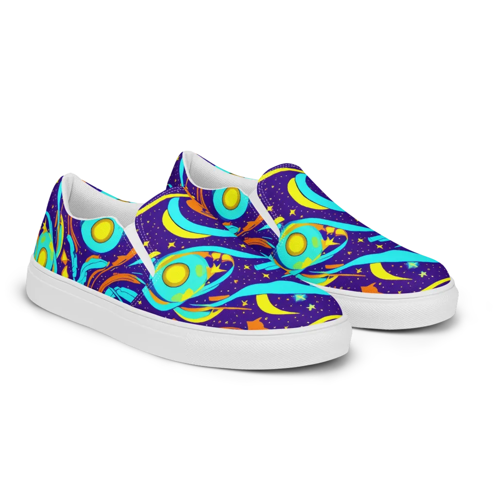 Stellar Swirl on Men's Slip-On Canvas Shoes — Right Front