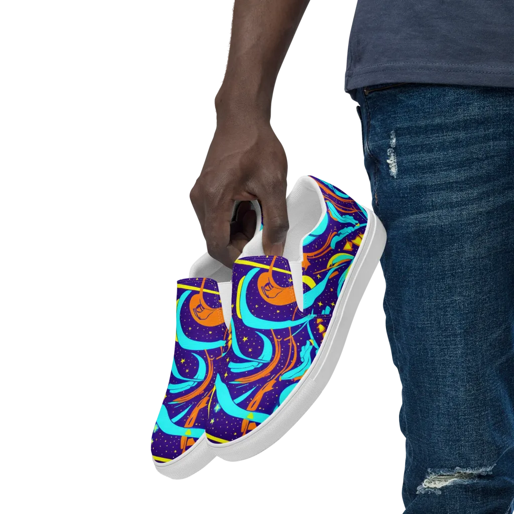 Stellar Swirl on Men's Slip-On Canvas Shoes — Left Front