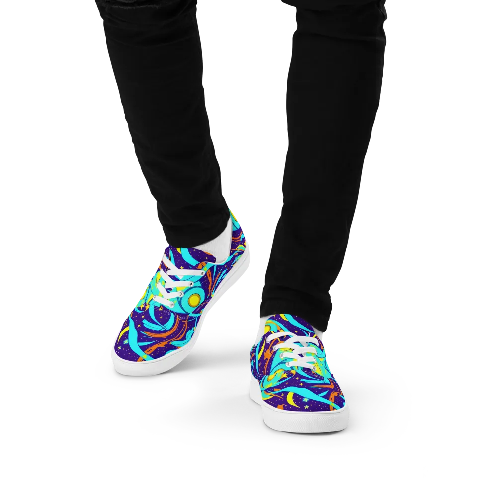 Stellar Swirl on Men's Lace-Up Canvas Shoes — Front