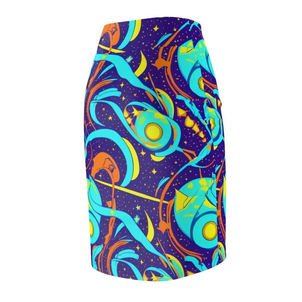 Stellar Swirl on Pencil Skirt — Back Side
