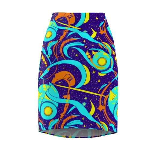 Stellar Swirl on a Pencil Skirt