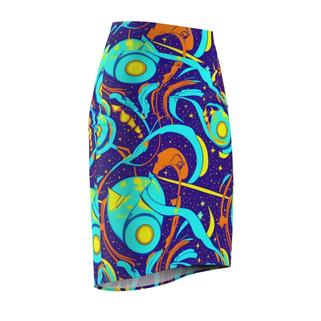 Stellar Swirl on Pencil Skirt — Front Side