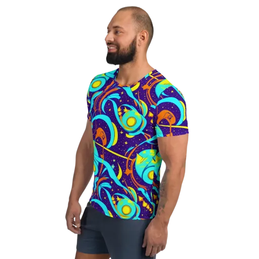Stellar Swirl on a Men's Athletic T-Shirt