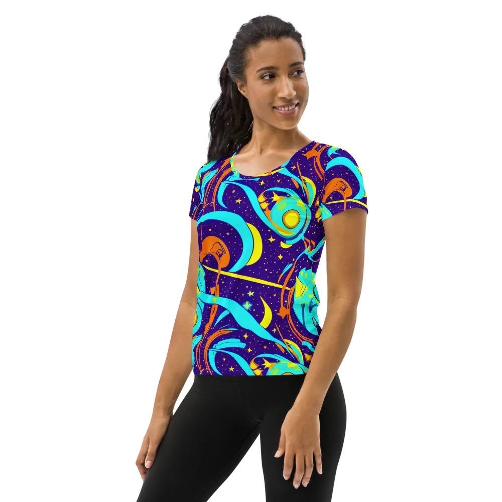Stellar Swirl on Women's Athletic T-Shirt — Left