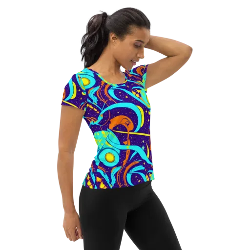 Stellar Swirl on a Women's Athletic T-Shirt