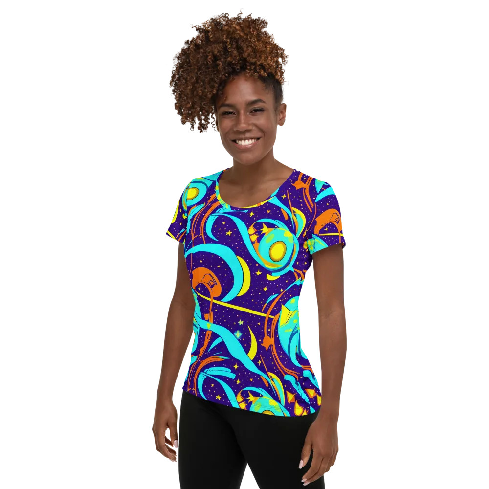 Stellar Swirl on Women's Athletic T-Shirt — Left