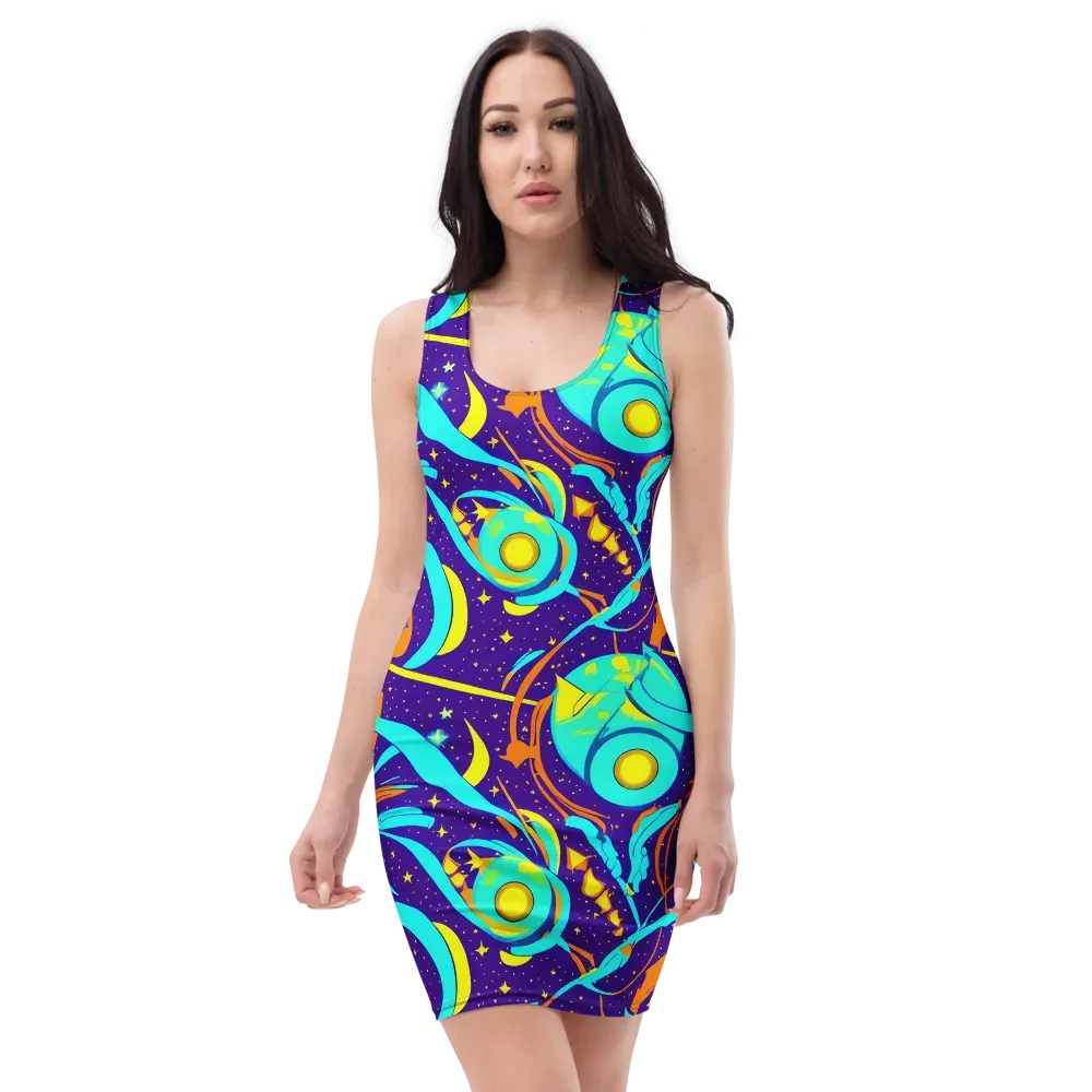 Stellar Swirl on Bodycon Dress — Front
