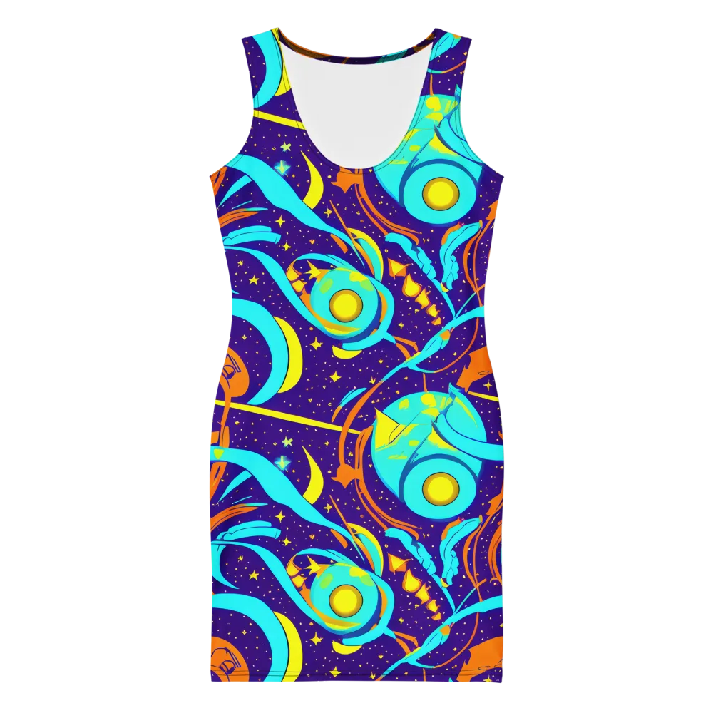 Stellar Swirl on Bodycon Dress — Front