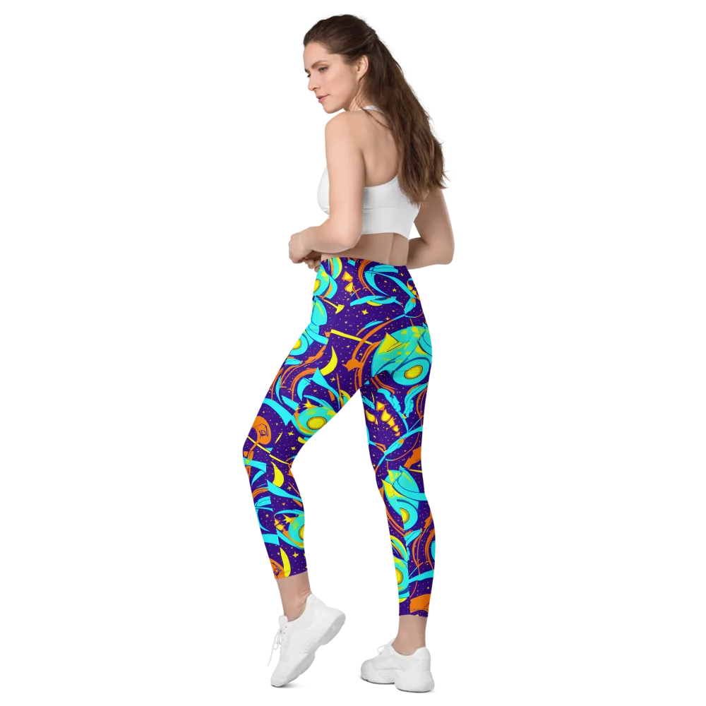 Stellar Swirl on Leggings with Pockets — Left Back