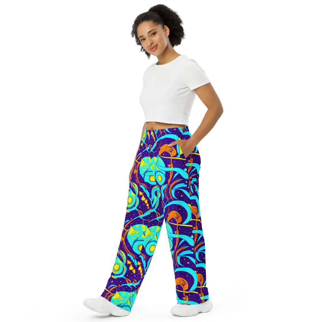 Stellar Swirl on Wide-Leg Pants — Left Front