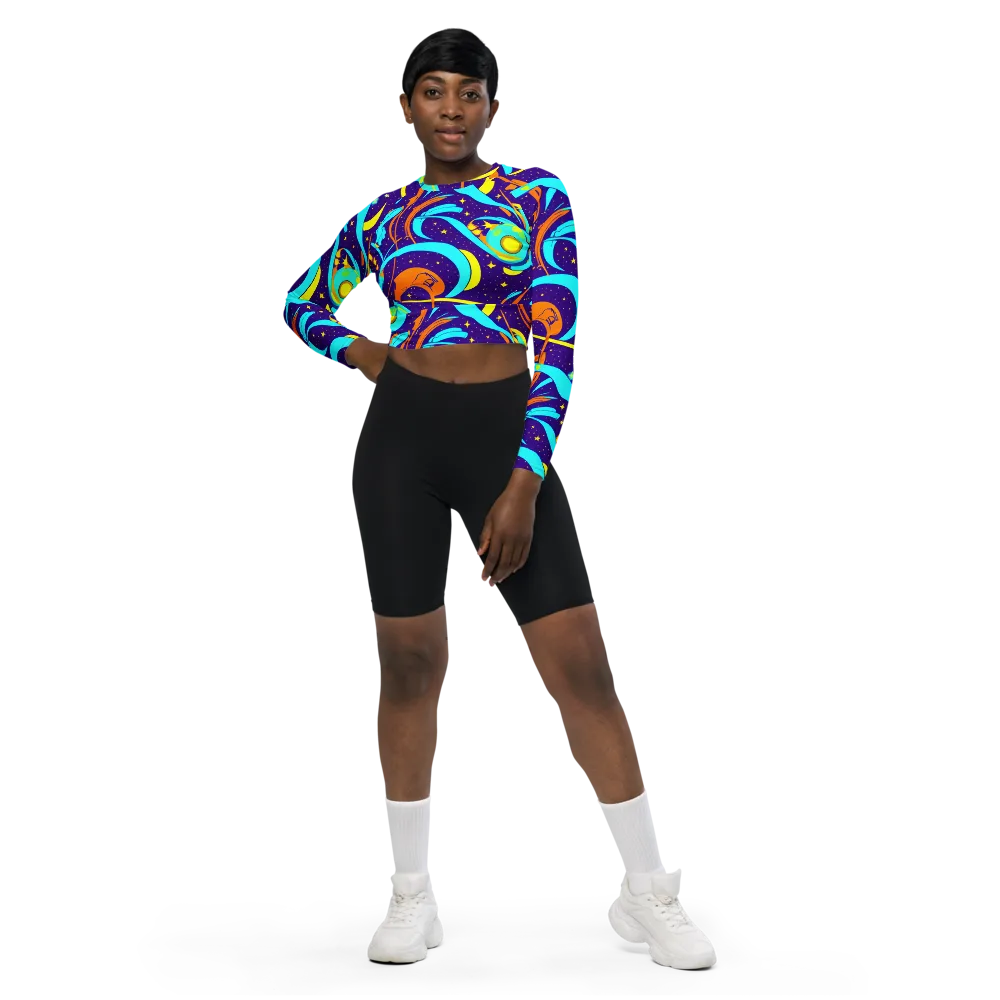 Stellar Swirl on Long Sleeve Crop Top — Front