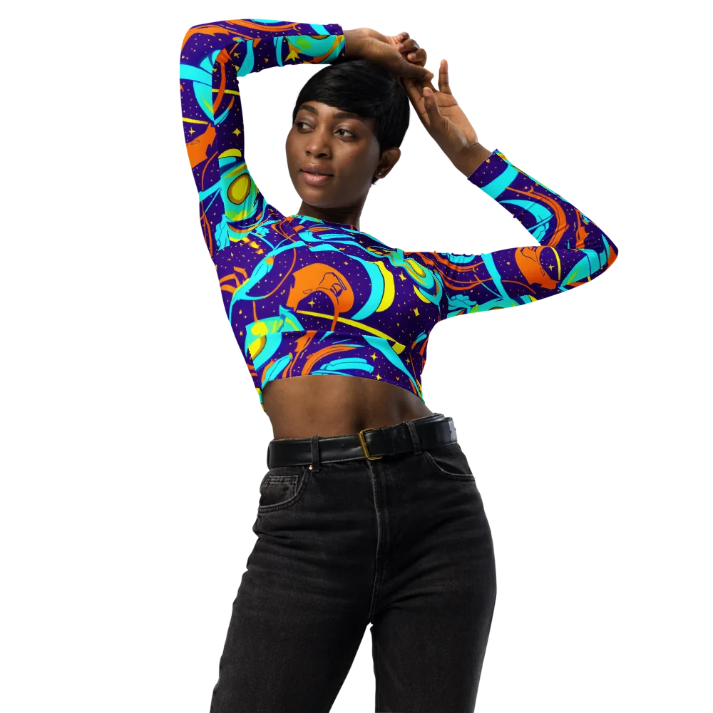 Stellar Swirl on Long Sleeve Crop Top — Front