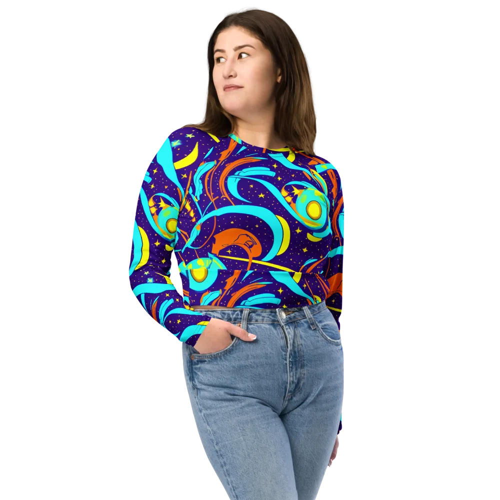 Stellar Swirl on Long Sleeve Crop Top — Front