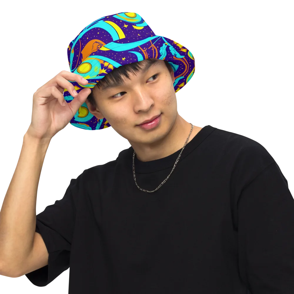 Stellar Swirl on Reversible Bucket Hat — Front Inside