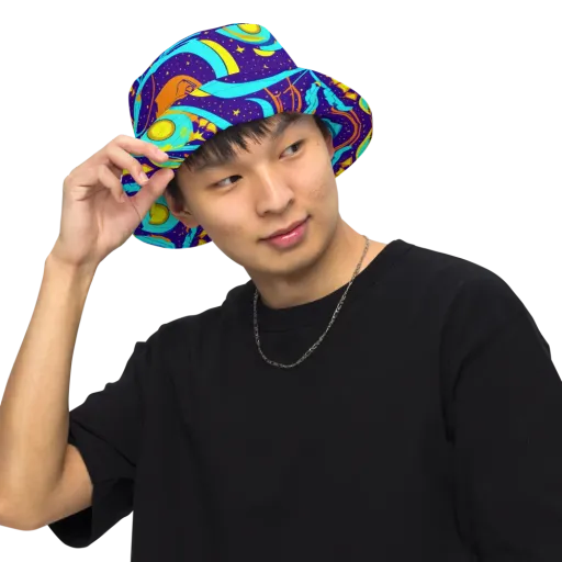 Stellar Swirl on a Reversible Bucket Hat
